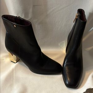 Elegant Black Ankle Boots with Gold Heel